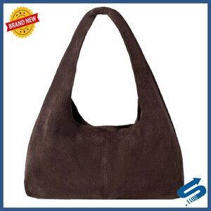 Suede Tote Shoulder Bag Large Capacity Work Purse Crescent Hobo